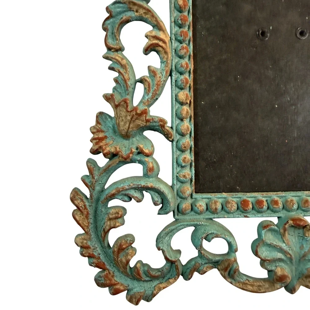 Vintage Ornate Rococo Picture Frame‎ Turquoise Distressed Baroque Shabby Chic